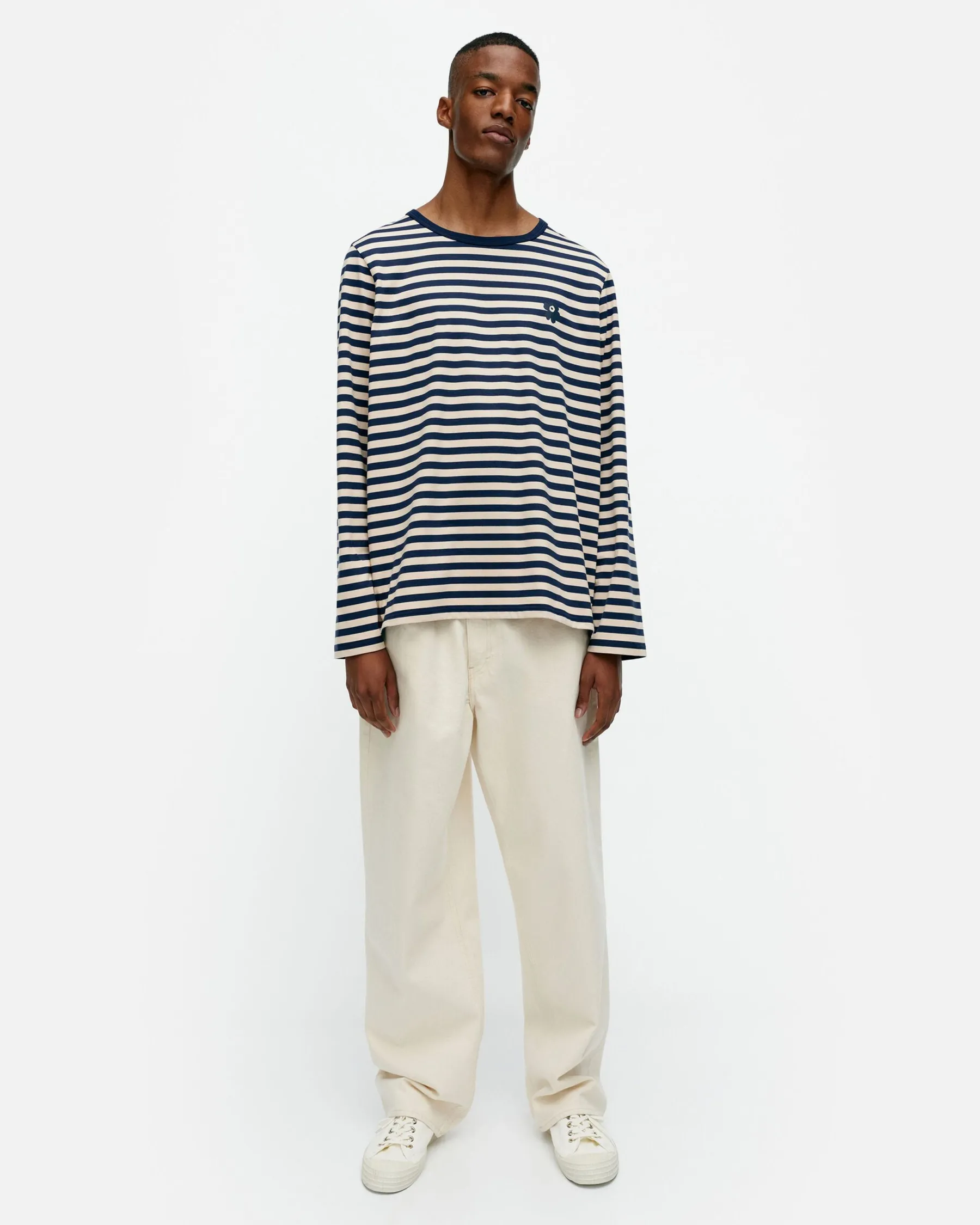 Unisex^Marimekko Kioski Tasaraita Men Longsleeve Trikoopaita