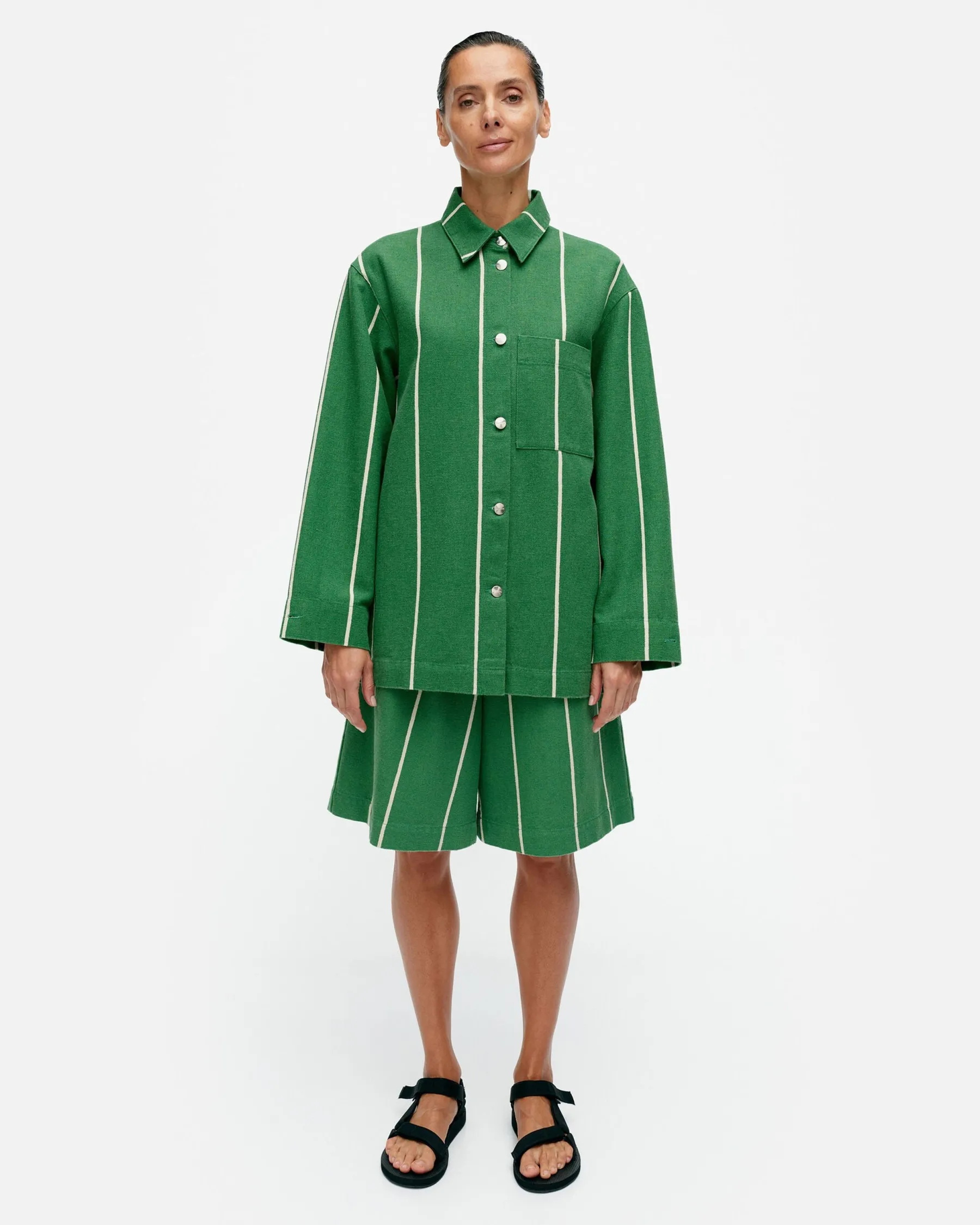 Takit Ja Jakut^Marimekko Kulmat Vesi Puuvillapellavapaitatakki